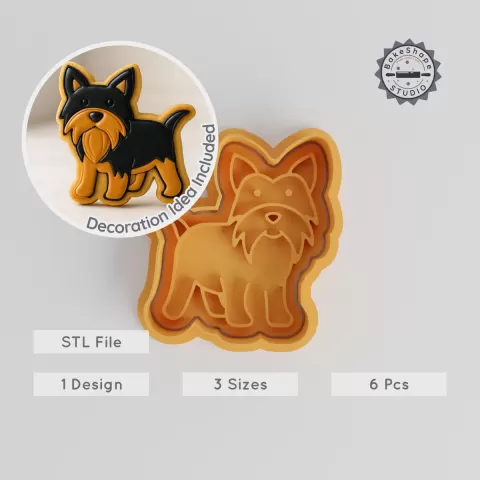 Yorkshire Terrier Cookie Cutter & Stamp Set, Perfect for Cookies & Fondant, Includes S/M/L Sizes, 6 Pieces, Cute Dog Breed Design PRODUCT_305