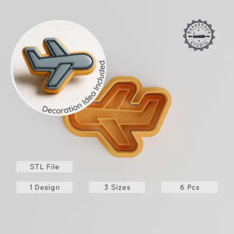 Plane Cookie Cutter & Stamp Set, Perfect for Cookies & Fondant, Includes 3 Sizes, Aviation Airplane Design PRODUCT_80