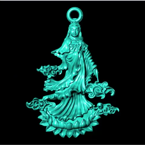 Guan Yin Pendant - Bodhisattva Goddess of Mercy Jewelry - N1046