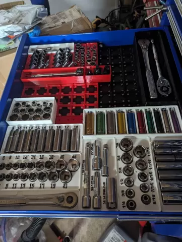 Gridfinity Tool Box Organization (Ratchets and Sockets
