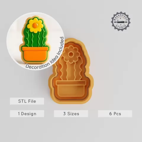 Cactus Flower Shape Cutter & Stamp Set, Perfect for Cookies & Fondant, Includes 6 Pieces, S/M/L Sizes PRODUCT_345