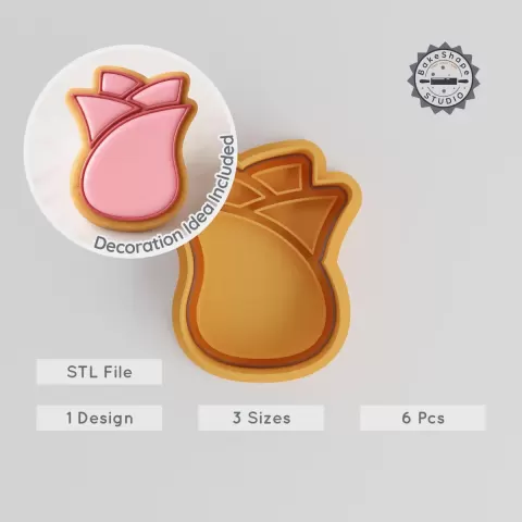 Rose Shape Cutter & Stamp Set, 3 Sizes, Perfect for Cookies & Fondant, Floral Baking Tool Collection PRODUCT_10