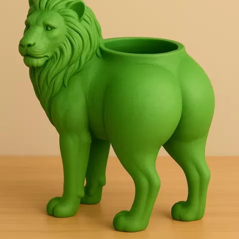 Big Booty Lion Planter – Majestic Lion Flower Pot – 3D Printable STL – Animal Planter with Large Opening – Paint-After-Print Model