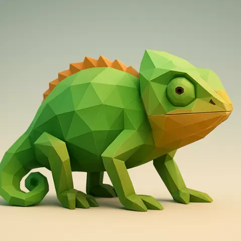Low Poly Chameleon Elegance
