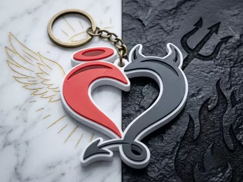 Portachiavi Cuore angeli e Demoni