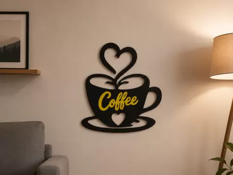 Coffee Cup Wall Decoration – 2 Color Print