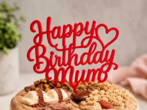Happy Birthday Mum heart cake topper