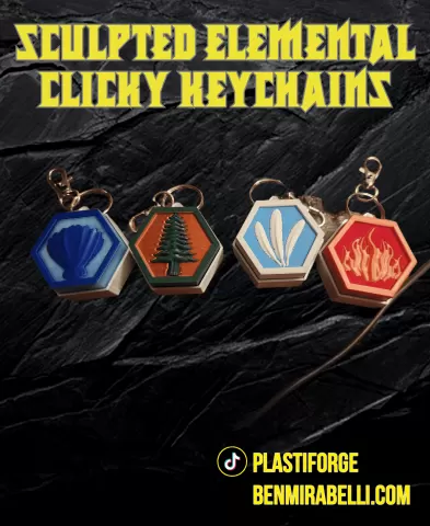 Sculpted Elemental Clicky Keychains