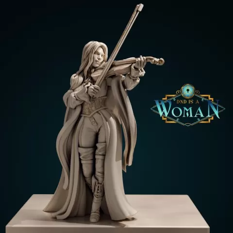 Dhampir Bard - Vincentia - 28/32mm and 75mm - Presupported by DnD is a Woman