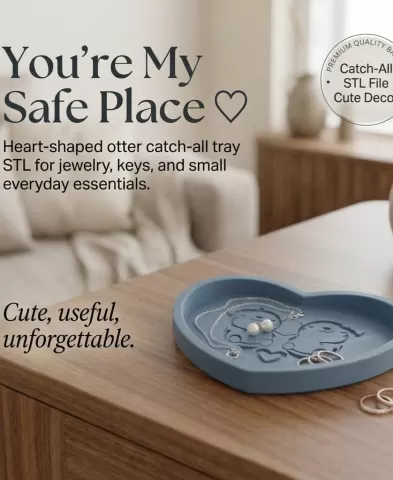 Otter Love Catch-All Tray – Heart-Shaped Otter in Love Key and Jewelry Organizer