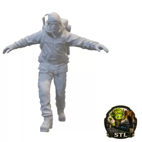 Mountain Hiker Crossing a Narrow Ridge – Alpine Adventure Miniature STL for 3D Printing by Cathlen Junker
