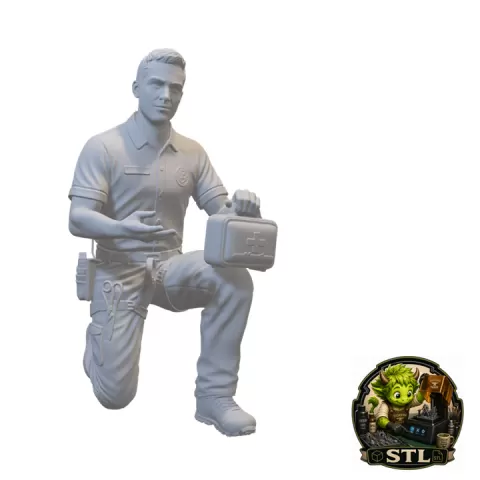 Climbing Gym First Aid Responder with Medical Kit – Realistic Safety Staff Miniature STL for Dioramas and Scale Models by Cathlen Junker