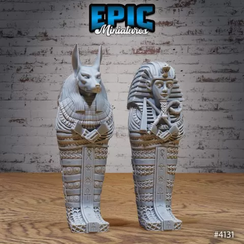 Sarcophagus Anubis & Pharaoh Male / Egyptian Environment / Desert Dungeon Item / Shrine Temple Equipment / Sand Area Decoration / Dune Tile Encounter by Epic-Miniatures