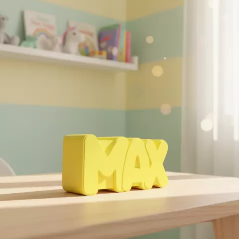 STL File, Personalized Piggy Bank, Name: MAX, 3D Printing Template Gift for Newborn & Baptism, Money Box with Name