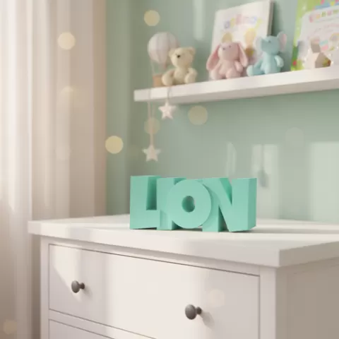 STL File, Personalized Piggy Bank, Name: LION, 3D Printing Template Gift for Newborn & Baptism, Money Box with Name