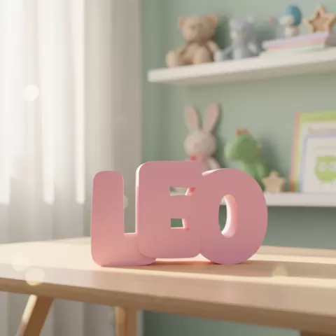 STL File, Personalized Piggy Bank, Name: LEO M, 3D Printing Template Gift for Newborn & Baptism, Money Box with Name