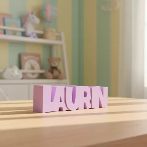 STL File, Personalized Piggy Bank, Name: LAUREN, 3D Printing Template Gift for Newborn & Baptism, Money Box with Name