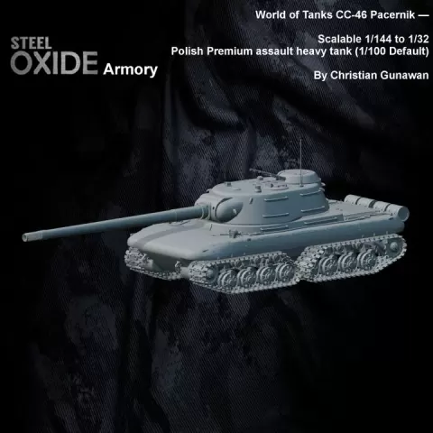 World of Tanks CC-46 Pacernik — Scalable 1/144 to 1/32 Polish Premium assault heavy tank (1/100 Default) by STEELOXIDE3D