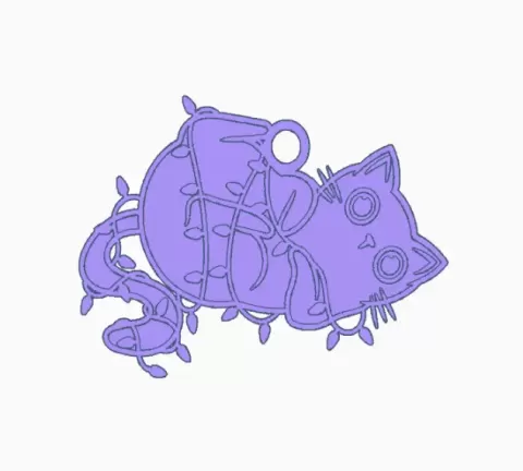 Multicolor Christmas Cat Earring 8.stl