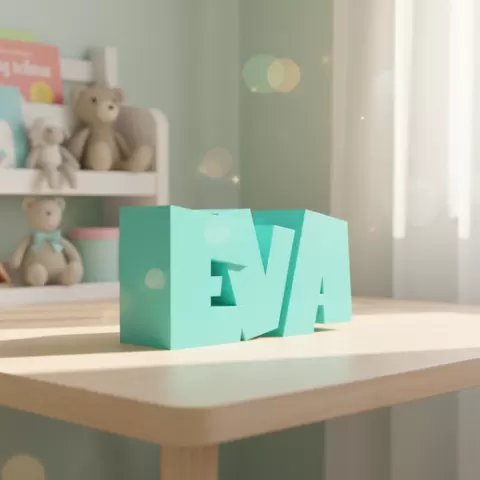 STL File, Personalized Piggy Bank, Name: Eva Hypeblox, 3D Printing Template Gift for Newborn & Baptism, Money Box with Name