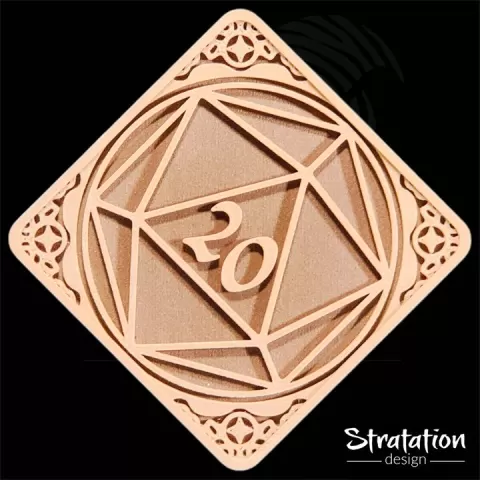 D20 Coaster Number 20 by Stratation Design