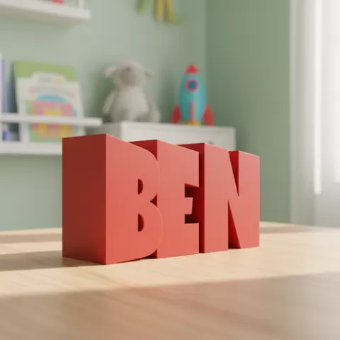 STL File, Personalized Piggy Bank, Name: Ben Hypeblox, 3D Printing Template Gift for Newborn & Baptism, Money Box with Name