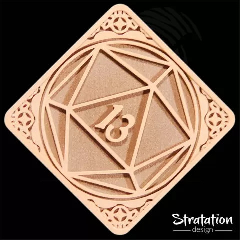 D20 Coaster Number 13 by Stratation Design