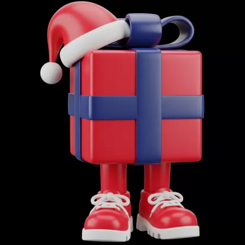 Santa Gift Box Character 3D Print Model