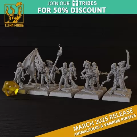 Zombie Pirates - Animalfolks & Vampire Pirates - Titan Forge Miniatures March 2025 by Titan Forge Miniatures