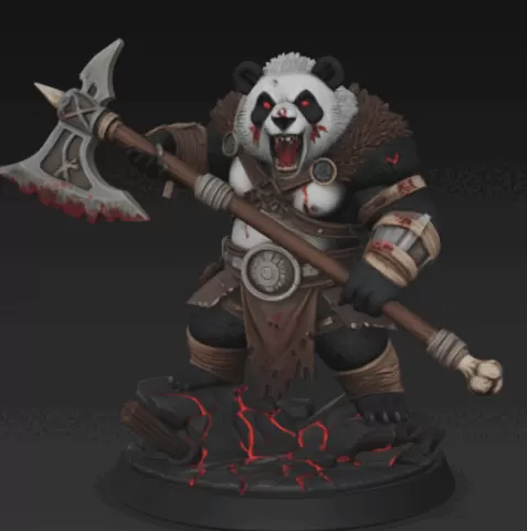 PANDA BERSERKER - ANTHRO WARRIOR FANTASY MINIATURE - DND - ACTION FIGURE - WORLD OF WARCRAFT