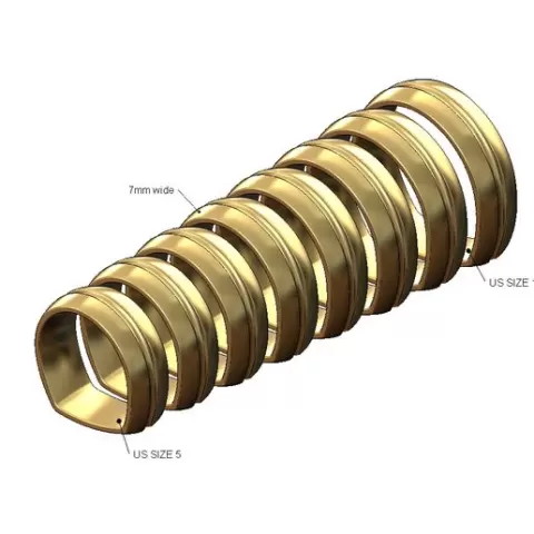 Euro shank 7mm wide comfort fit grooved band US size 5to12 3D print model