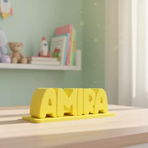 STL File, Personalized Piggy Bank, Name: AMIRA, 3D Printing Template Gift for Newborn & Baptism, Money Box with Name