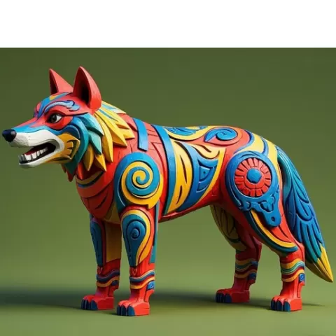 2777 Color 3D Model of a Totem-Style Wolf, pug, dachshund, poodle, cat, dog, monkey, elephant, beagle, bear, lion, fox, faun, pomeranian, troll, platypus, majestic, totem, fantasy, crocodile