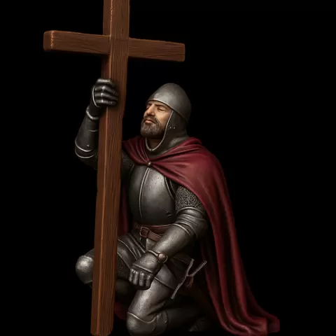 Crusader Knight STL File | Medieval Knight with Cross 3D Model | Templar Figurine for 3D Printing | 12th Century Crusades