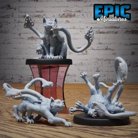 Baby Phase Panther Set / Classic Forest Monster / Feline Tentacle Beast / Cat Creature / Magical Puma / Woodland Encounter by Epic-Miniatures