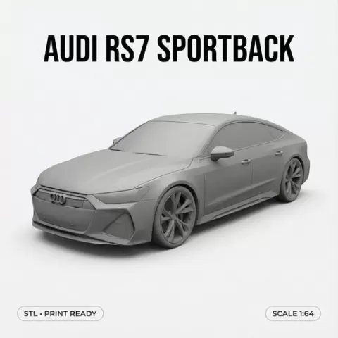 Audi RS7 Sportback STL | 1:64 Scale Printable Sports Sedan | Miniature Car Model