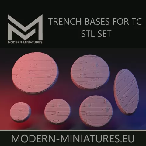 Trench Bases TC Bases for miniatures, 25mm, 32mm, 40mm, 50mm, 60mm , 30mmx60mm by Modern-Miniatures.eu