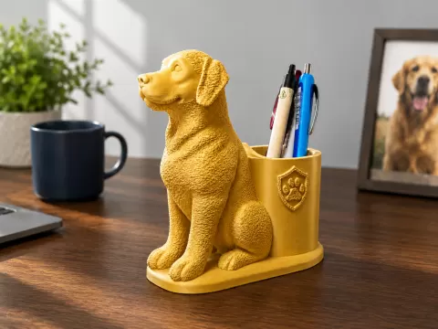 Golden Retriever Pen Holder - Desk Organizer