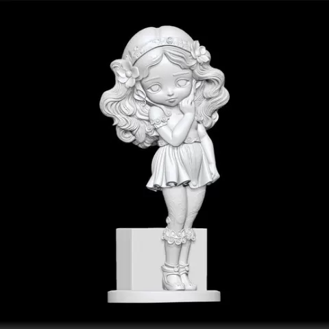 cute beautiful girl - girl figure - lovely female sculpture - charming character statue - adorable girl decor