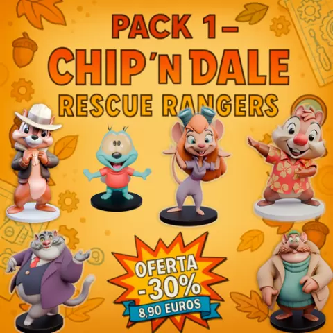 Pack 1 - Chip 'n Dale Rescue Rangers 3D figures Retro Infinity style (6 characters) | vinyl collectibles 🐿️🛠️