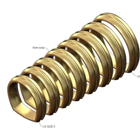 Euro shank 5mm wide comfort fit grooved band US sizes 5to12 3D print model