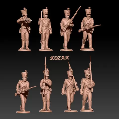 Napoleonic russian musketeers in shako 1805-07 set 1 by Kozak miniatures