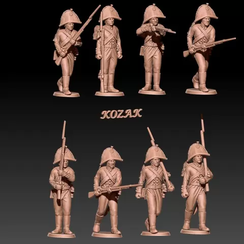 Napoleonic russian musketeers in bicorne 1801 set 1 by Kozak miniatures