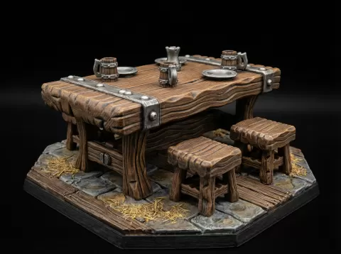 FREE PROPS Table Fantasy Miniatures 32mm STL for TTRPG