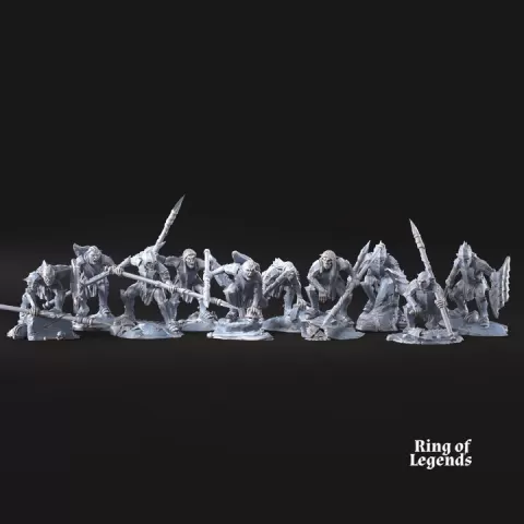 10x Warriors with spear and shield | Goblins of the Cave | Ring of Legends by Davale Games ©
