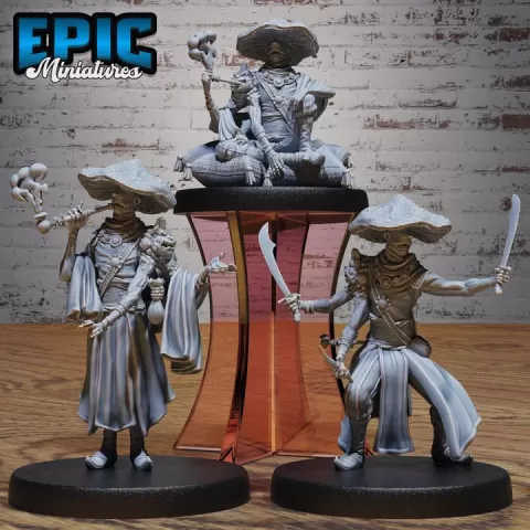 Oriental Fungi Merchant Set / Oriental Mushroom Trader / Eastern Fungus Vendor / Infested Dune Humanoid / Desert Warrior by Epic-Miniatures