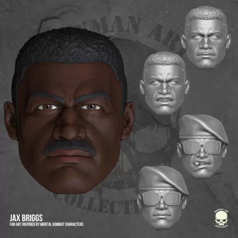 Jax Briggs Heads Mortal Kombat Fan Art 3D Printable Files by Esteban Cifuentes