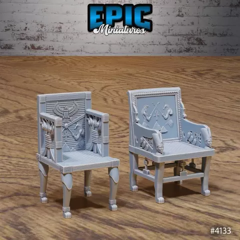 Chair v1 v2 / Egyptian Environment / Desert Dungeon Item / Shrine Temple Equipment / Sand Area Decoration / Dune Tile Encounter by Epic-Miniatures