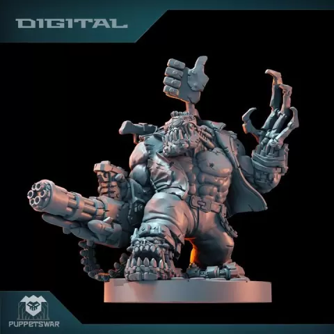 Orc Cyborg Chieftain by Puppetswar Miniatures