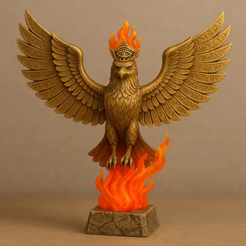 Phoniax of the Pharaohs – The Eternal Egyptian Phoenix (3D Printable Statue, Hieroglyphic Wings, Eye of Horus)